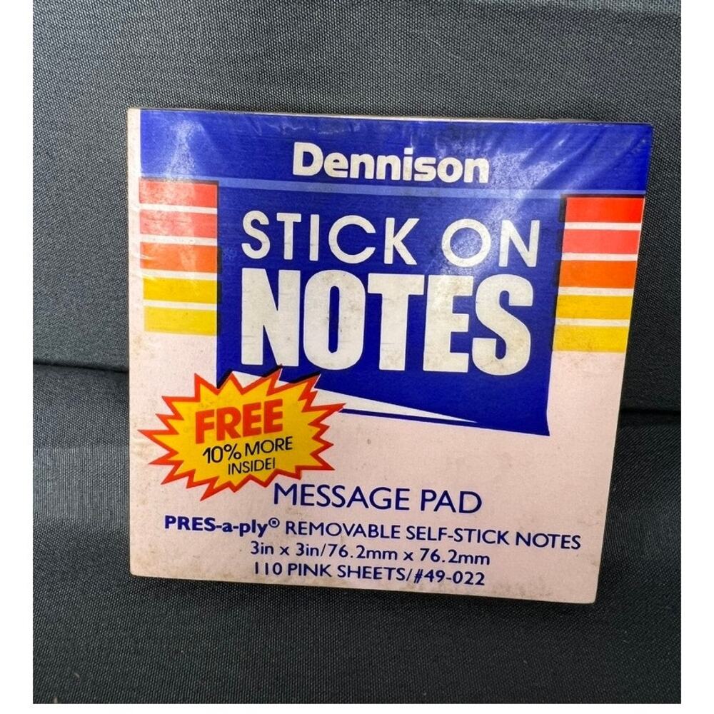 Vintage Sealed Dennison Stick on Notes Pink